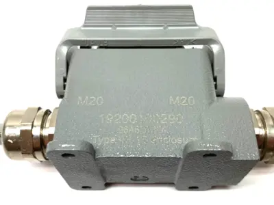 USED HARTING HAN 10A-HSM-HC 1 LEVER 2XM20 CONNECTOR W/ FRAME & INSERTS