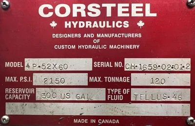 USED 2002 CORSTEEL CORSTEEL 4P.52X80 PRESS