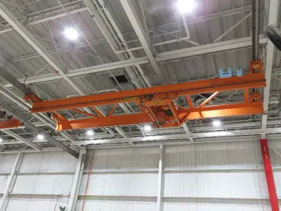 Cleveland Tramrail P&H 7.5 Ton Double Girder Bridge Crane 39' 6" Span w/Remote