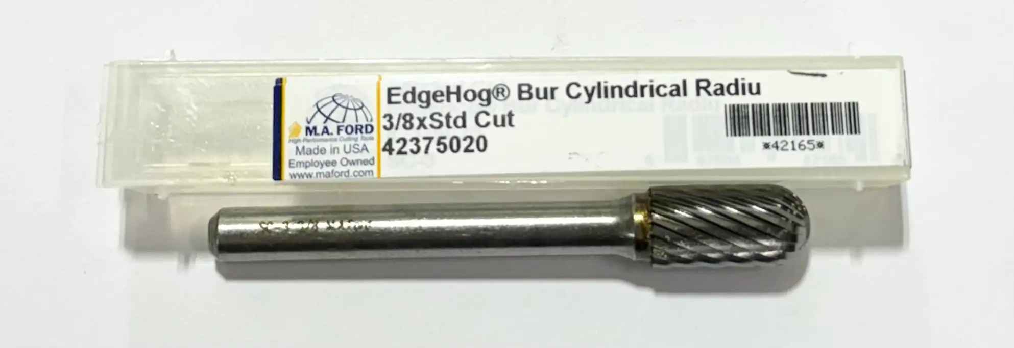 M.A. Ford 3/8" Carbide Burr Cylindrical Radius End 1/4" Shank USA Made