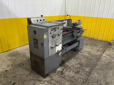 14" X 40" SUMMIT MODEL #14 ENGINE LATHE. 2" HOLE: STOCK #23258