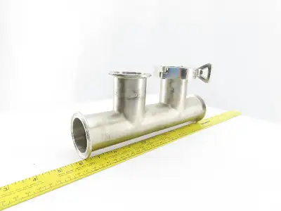 2" 4 Way Double Branch Stainless Steel Sanitary Tee