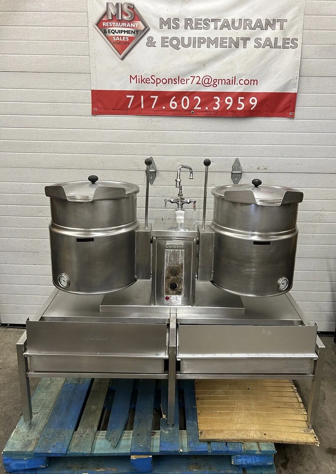 Cleveland KET-12 Twin Electric Kettles With Pouring Stand Refurbished!