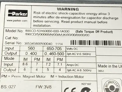 Used Parker Variable Frequency Drive 890CD/5/0006B/N/00/A Variable Speed Drives Michigan US | Maverick Industrial Sales #1401359