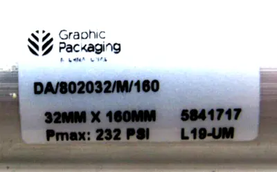 NEW GRAPHIC PACKAGING DA/802032/M/160 CYLINDER 232PSI DA802032M160