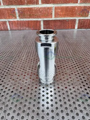 USED LOWTECH STAINLESS STEEL IN LINE SIGHT GLASS W/ 2" SANITARY FITTING