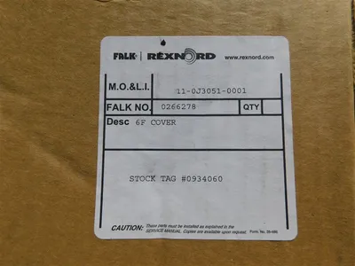 Falk Rexnord 0266278 6F Cover Stock No. 0934060 New