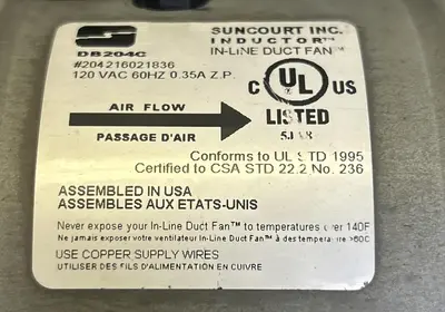 Used SUNCOURT DB204C Axial Fans Ohio US | Surplus Asset Holdings #1227768