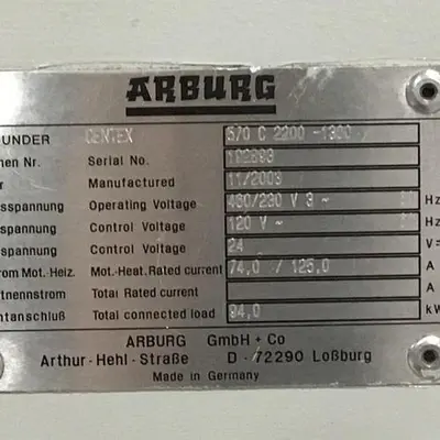 USED 2003 ARBURG 570C 2200-1300