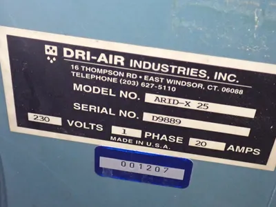 Used DRIAIR INDUSTRIES INC ARIDX 25 Misc Plastics Equipment Ohio US | HGR 24 #867198