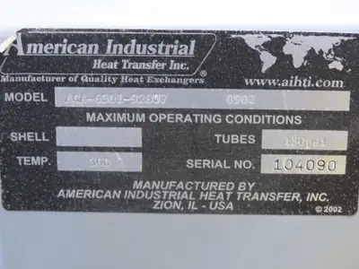 Used AMERICAN INDUSTRIAL HEAT TRANSFER _UNKNOWN_ Heat Exchangers Indiana US | Arrow Industrial #1365813