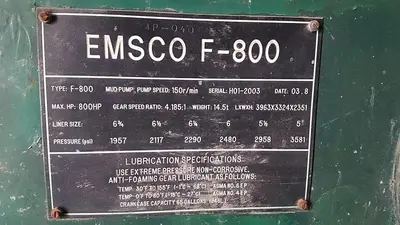 USED EMSCO F800 TRIPLEX MUD PUMP