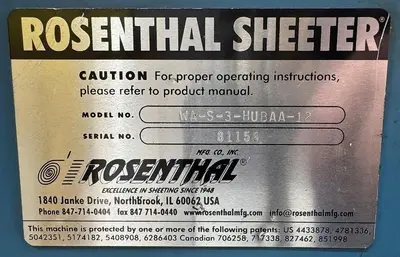 USED ROSENTHAL WA-S-3-HUBAA-12