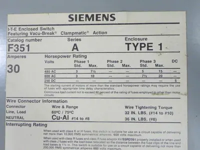 USED SIEMENS F351