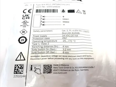 New | in-Stock Turck Inductive Safety Sensor Uncoded M12 Metal 100016606 Proximity Sensors Michigan US | Maverick Industrial Sales #1398954