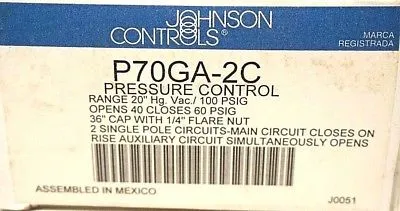 NEW JOHNSON CONTROLS P70GA-2C PRESSURE CONTROL P70GA2C