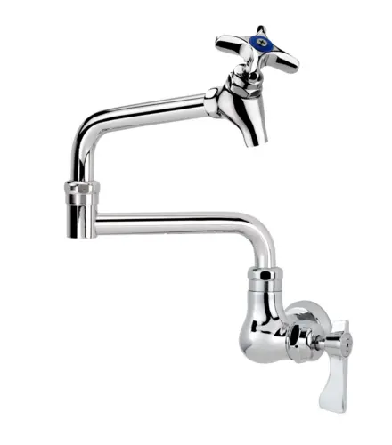 Krowne 16-179L Splash Mount Pot Filler Faucet w/ 12" Double Jointed Swing Nozzle