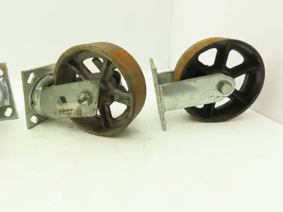 Albion 6" Caster Wheel Cast Iron (2) Swivel Locking (2) Rigid 7-1/2"H Lot of 4