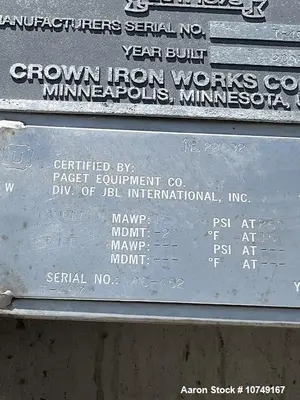 Used CROWN IRON WORKS _UNKNOWN_ Stainless Steel Tanks Illinois US | Aaron Equipment #1303787