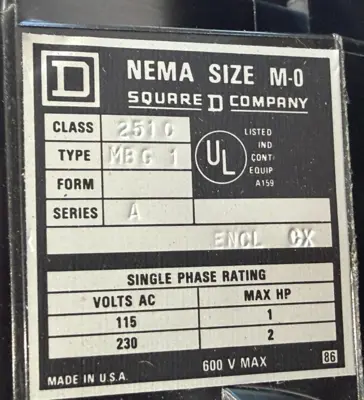NEW SQUARE D 2510MBG1 MANUAL MOTOR STARTER 600V MAX 2-POLE