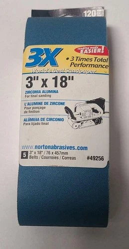 Lot of 25 (5 Packs of 5) NORTON Sanding Abrasive Belts 120 Grit 3" x 18"