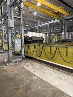 30/5 TON X 60' SPAN SHAW BOX OVERHEAD BRIDGE CRANE. STOCK # 1006625