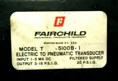 USED FAIRCHILD T-5100B-1 ELECTRIC TO PNEUMATIC TRANSDUCER T5100B1