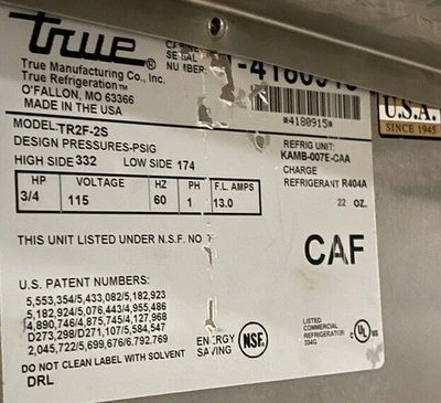 174-0157 True TR2F-2S Self Contained Reach In Cooler