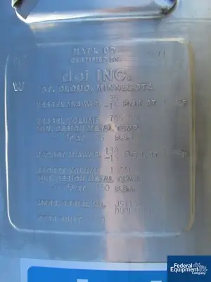 USED DCI 700 Gal DCI Reactor, S/S, 35/135#