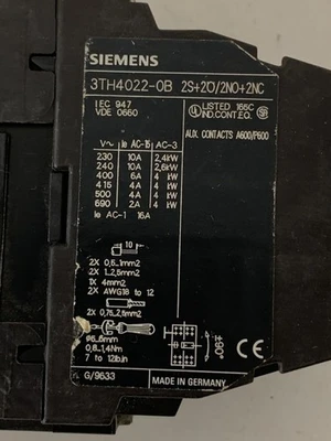 USED Siemens 3TH4022-0B