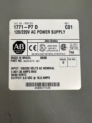 ALLEN BRADLEY 1771-P7 SER-D REV-C01 120/220VAC POWER SUPPLY (BIN-1.2.2)