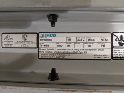 Siemens 1200 Amp Bus Duct 5'  SX312C20PL06