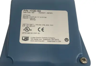 NEW UNITED ELECTRIC H100-184 PRESSURE SWITCH 2-50PSI H100184