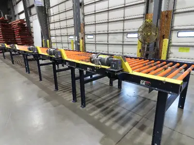 55"x 48' 4" Chain Drive Live Roller Conveyor 48"BF 1.9" Urethane Roller 460V 3PH