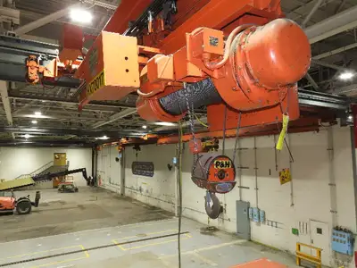 Cleveland Tramrail P&H 4 Ton Single Girder Underhung Bridge Crane 45' 10" Span