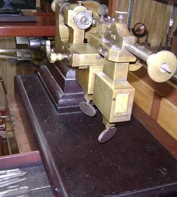 1369-385 Antique Jewelers Watchmaker Mandrel Machinist Clock Lathe Circa 1860, Made in Switzerland