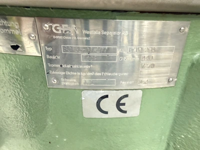 WESTFALIA Disc Stack centrifuge model SC 35-36-177