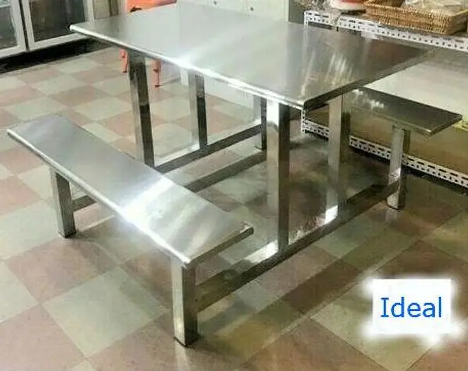 Stainless Steel Picnic Style Table w/ Bench Chair Seats