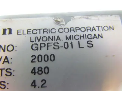 Daykin Elec. GPFS-01 LS Enclosed Transformer Disconnect 2000VA 480V Pri 120V Sec