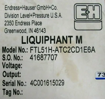 NEW ENDRESS+HAUSER FTL51H-ATC2CD1E6A LEVEL SWITCH 16" FTL51HATC2CD1E6A