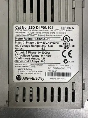 PowerFlex 40P - 22D-D4P0N104 1.5 kW (2 HP) + (22-COMM-E) Each (BIN-1.4.3)