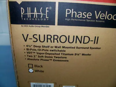 (2) Phase Technologies V-Surround-II 2-Way Switchable Bipole/Dipole Surround Speakers - White - NEW IN BOX