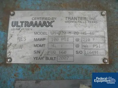 USED Tranter 88 Sq Ft Tranter Ultramax Heat Exchanger, S/S, 100#