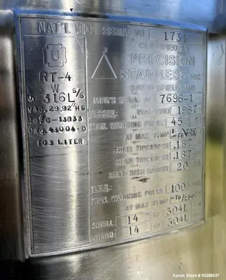 Used Precision Stainless 20” Diameter Jacketed Stainless Steel Tank