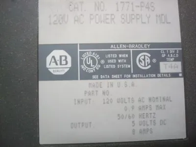 Allen Bradley 1771-P4S Power Supply Module Used