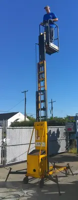 SPC9264  Miscellaneous Equipment Workforce Products Inc Bil Jax vertical mast man lift model  XLT-1951 18' 11" lift height, lift height, 300 lbs capacity