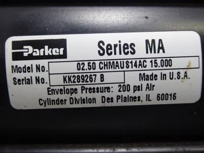 Parker 02.50 CHMAUS14AC 15.000 Pneumatic Cylinder 200 PSI Used