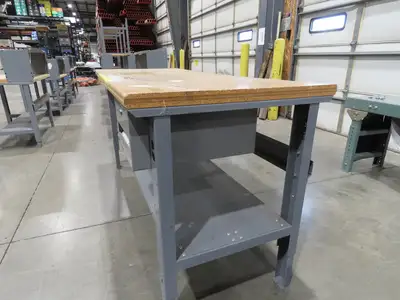 Uline 72"x 30" Industrial Work Bench Table Composite Wood Top w/Drawer