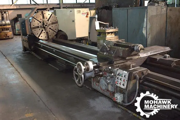 40/50" X 476" (40') POREBA "TR-100B1" UNIVERSAL GAP-TYPE DUAL-CARRIAGE ENGINE LATHE w/TAPER ATTACHMENTS - INCH/METRIC THREADING - CHUCK - (3) STEADY RESTS -POWER RAPID TRAVERSE