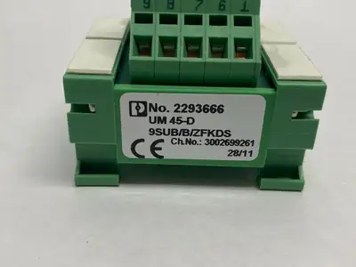 USED PHOENIX CONTACT VARIOFACE TERMINATION BOARD UM 45-D 9SUB/B/ZFKDS